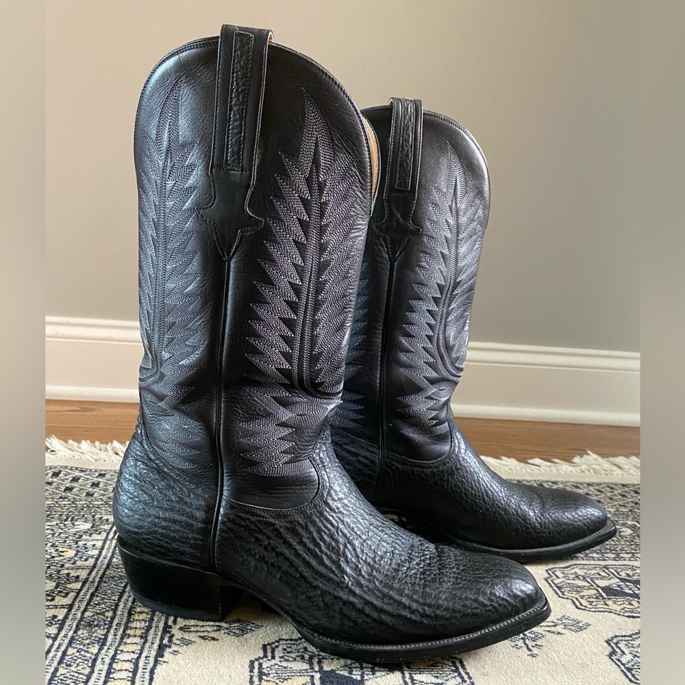 Heritage Boot Co. Exotic Shark Men’s Black Boots, Size 10